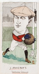 Jimmy Ashcroft, Woolwich Arsenal, tegning for et sett med sigarettkort, 1907 (penn og blekk på kort)